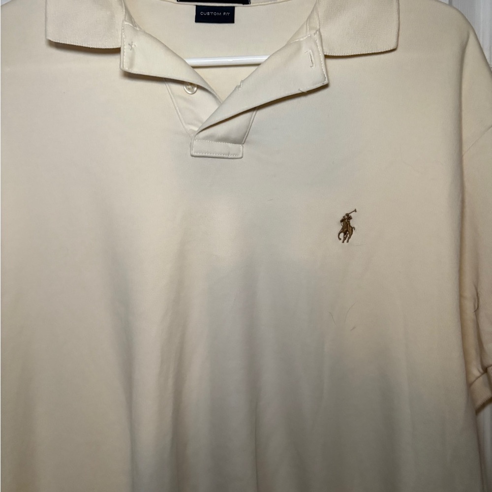 Polo by Ralph Lauren Men's Beige Polo Shirt size large - Picture 2 of 3